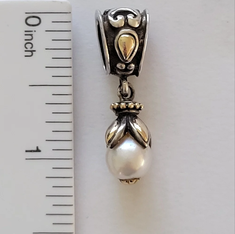 John Hardy Pearl Drop Pendant 18kt Gold accents &.925 silver - Picture 4 of 6